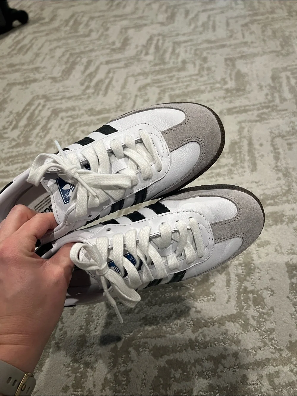 adidas Samba Leather Sneakers in White & Black - Picture 2 of 4